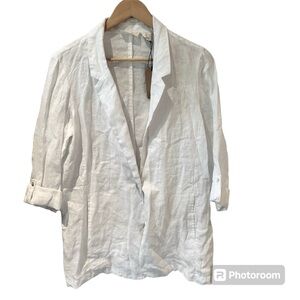 Christian Siriano 100% Linen‎ White Blazer Top Size Large NWT